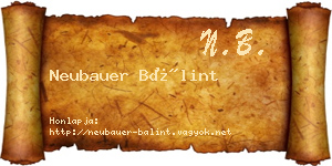 Neubauer Bálint névjegykártya